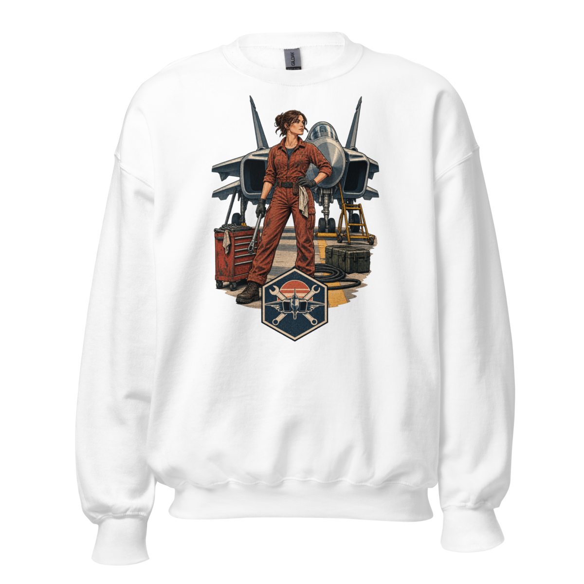 Vintage Aviation Pin-Up T-Shirt – Edition 28 Unisex Sweatshirt product mockup