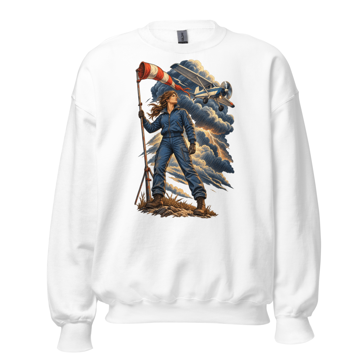 Vintage Aviation Pin-Up T-Shirt – Edition 32 Unisex Sweatshirt product mockup