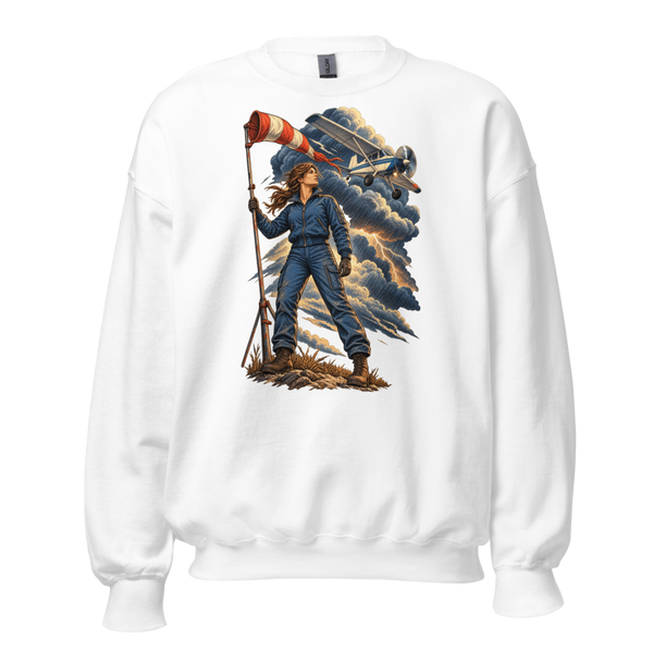 Vintage Aviation Pin-Up Edition 32 Unisex Sweatshirt — front view