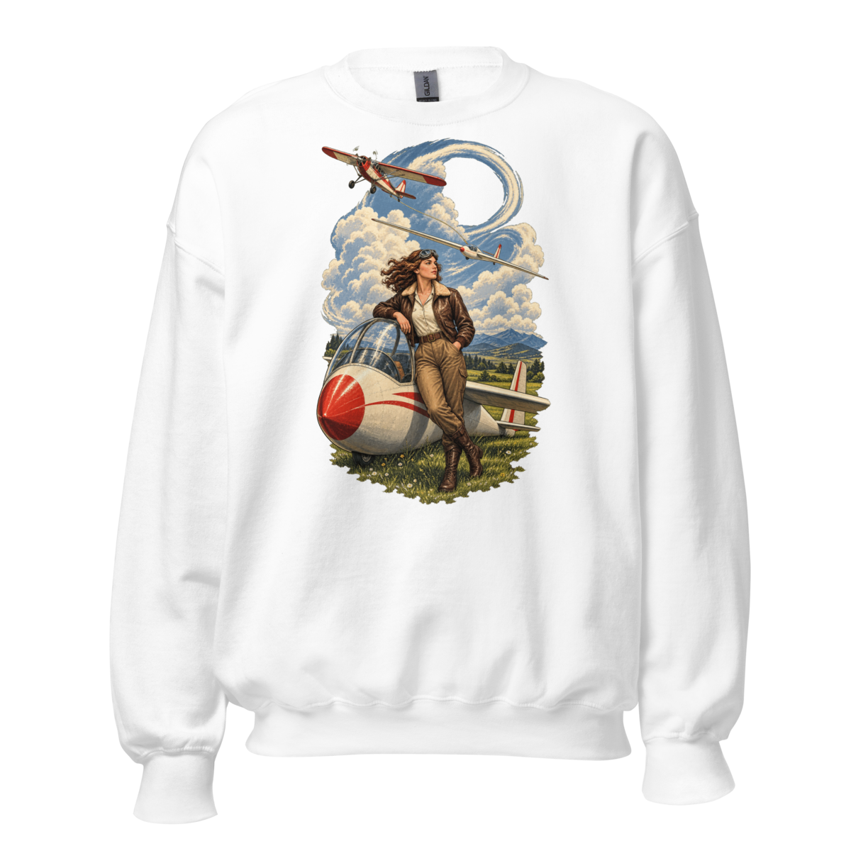 Vintage Aviation Pin-Up T-Shirt – Edition 36 Unisex Sweatshirt product mockup