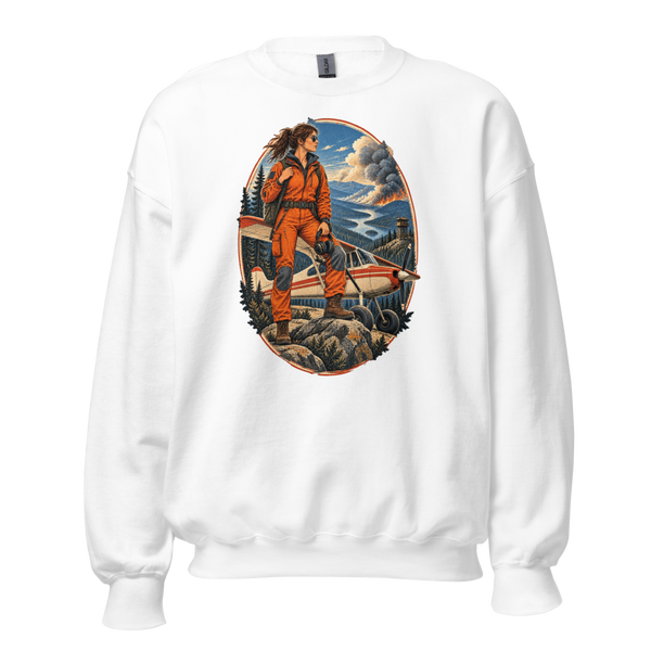 Vintage Aviation Pin-Up Edition 38 (Dark Colors Design) Unisex Sweatshirt — front view