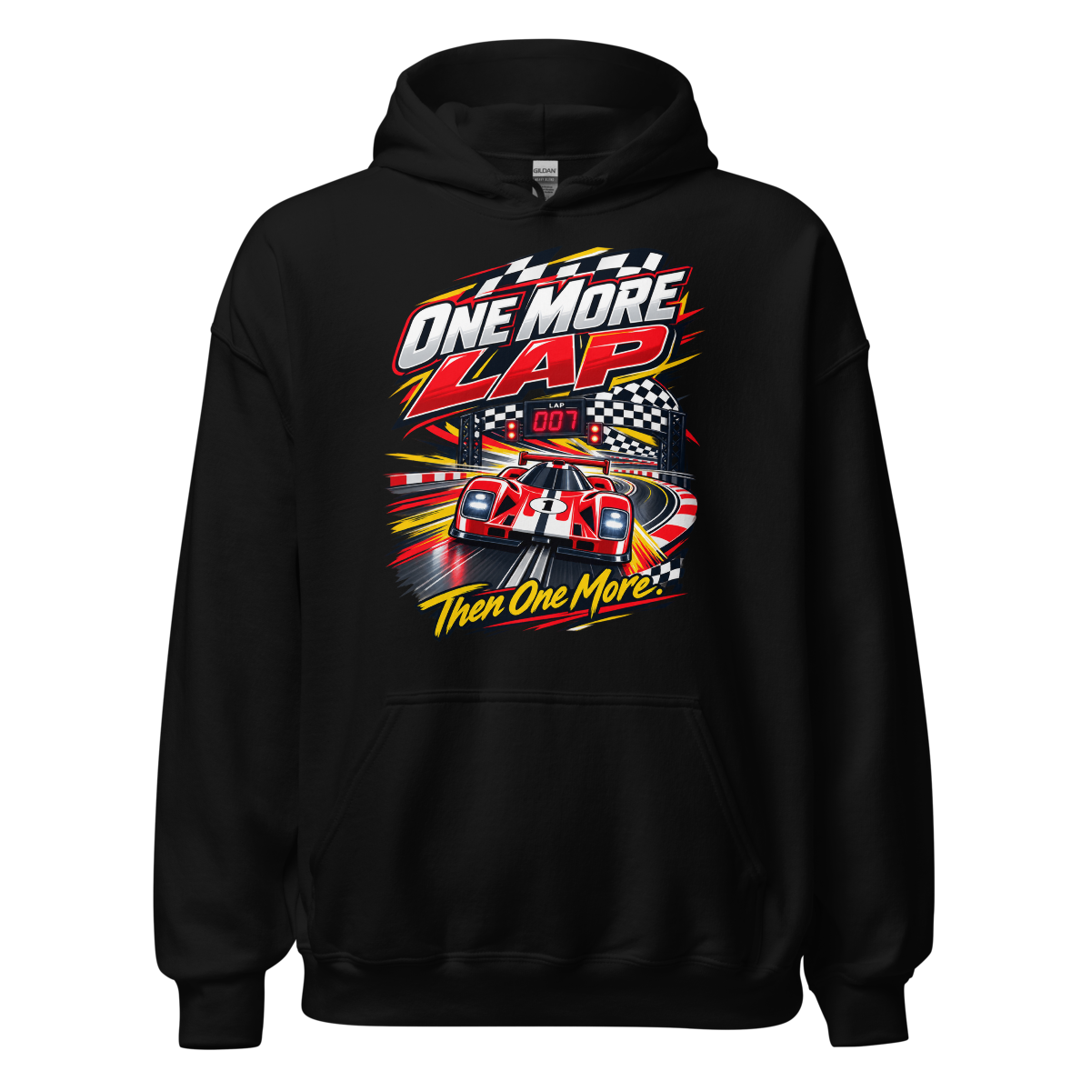 One More Lap Unisex Hoodie product mockup