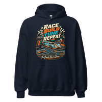 Race Build Tune Repeat Unisex Hoodie product mockup 2