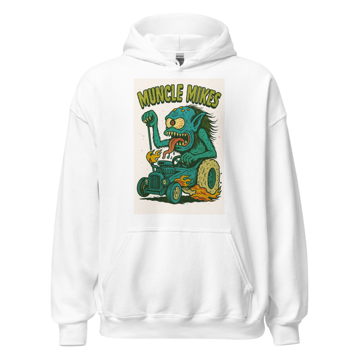 Monster Mugs 003 Hot Rod Coffee Mug — Muncle Mikes Unisex Hoodie product mockup 4