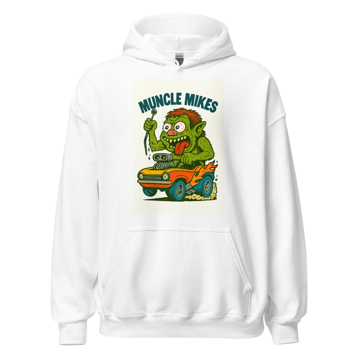 Monster Mugs 006 Hot Rod Coffee Mug — Muncle Mikes Unisex Hoodie product mockup 4