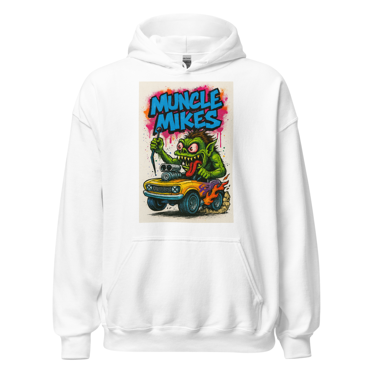 Monster Mugs 008 Hot Rod Coffee Mug — Muncle Mikes Unisex Hoodie product mockup 4