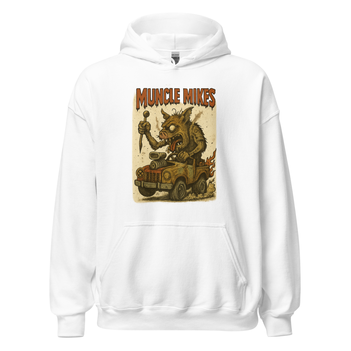 Monster Mugs 010 Hot Rod Coffee Mug — Muncle Mikes Unisex Hoodie product mockup 4