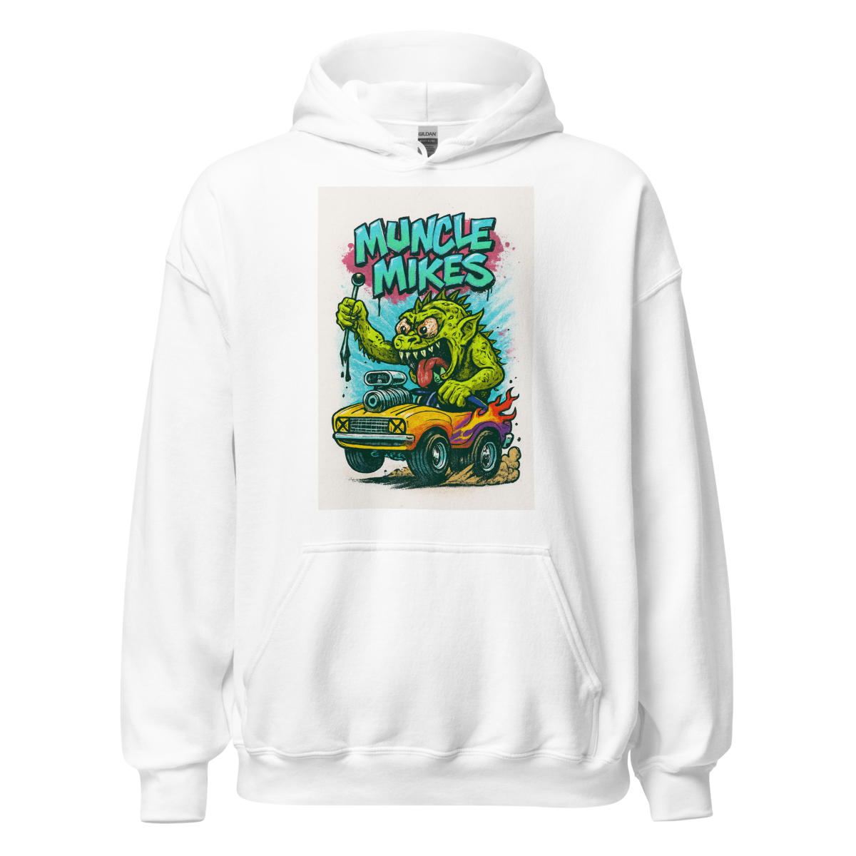 Monster Mugs 007 Hot Rod Coffee Mug — Muncle Mikes Unisex Hoodie product mockup 4