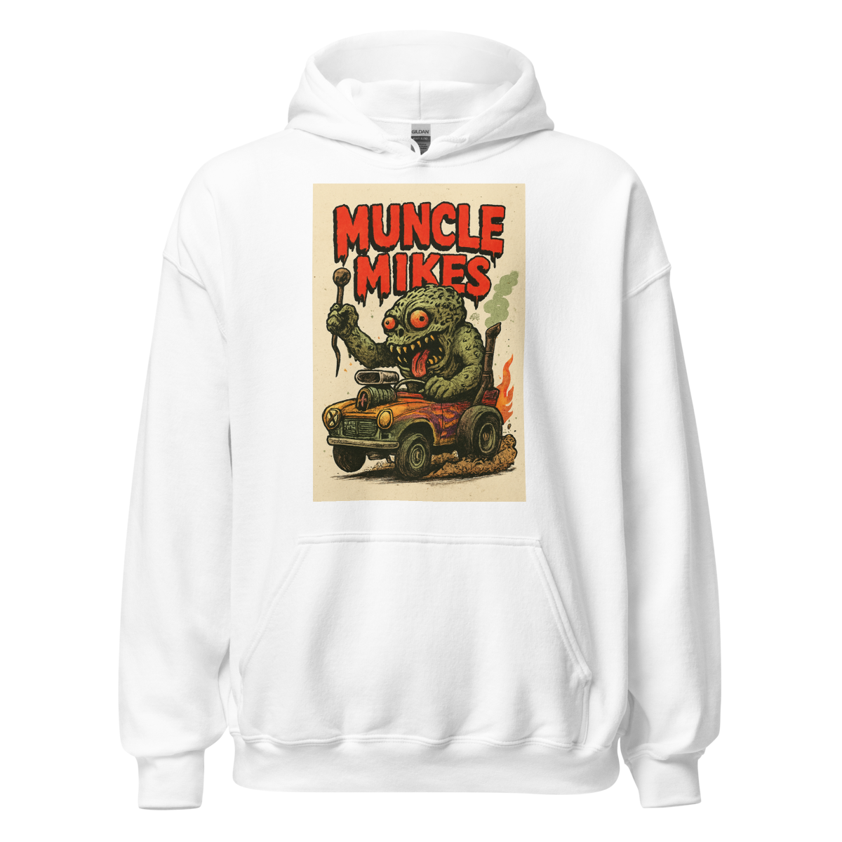 Monster Mugs 009 Hot Rod Coffee Mug — Muncle Mikes Unisex Hoodie product mockup 4
