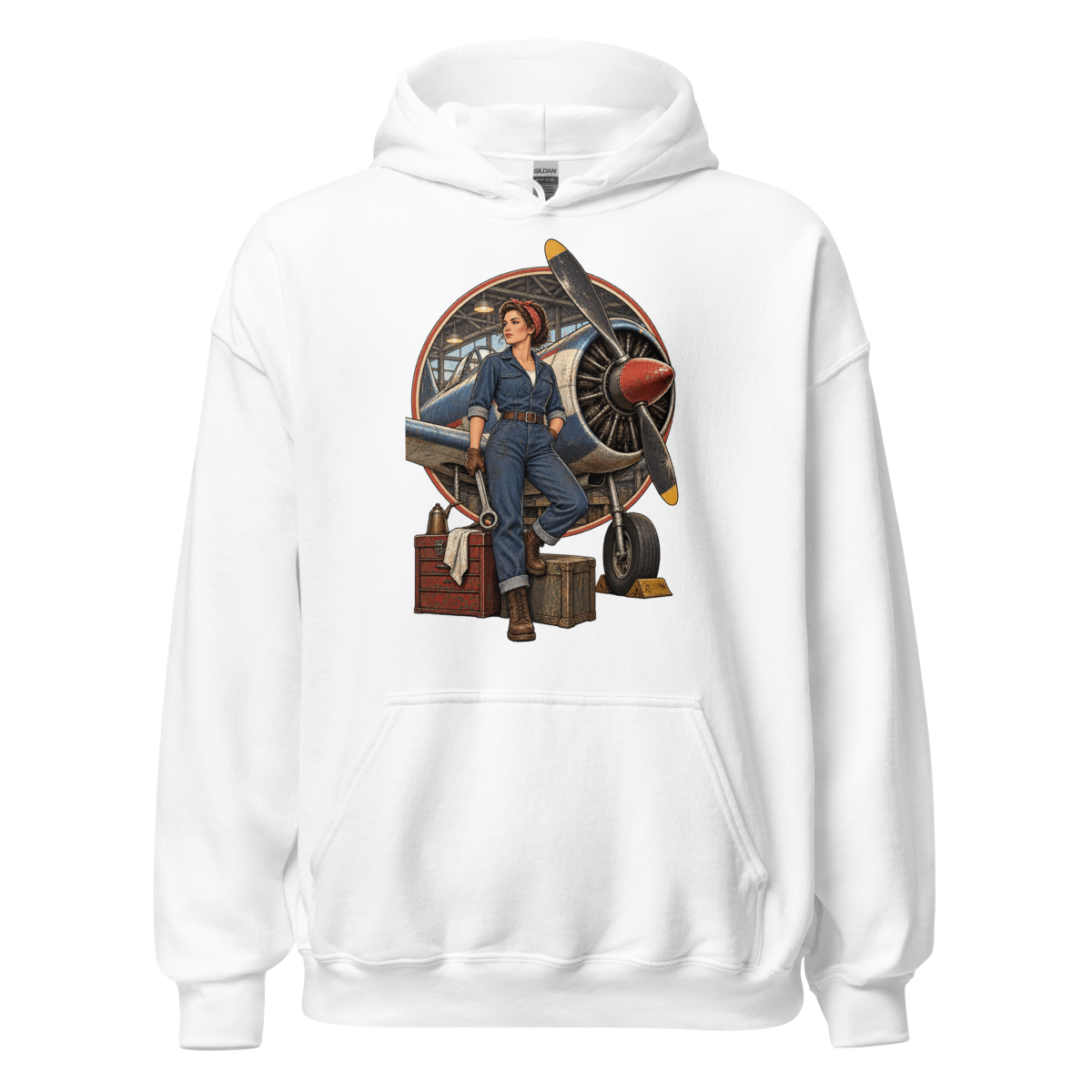 Vintage Aviation Pin-Up T-Shirt – Edition 17 Unisex Hoodie product mockup 4