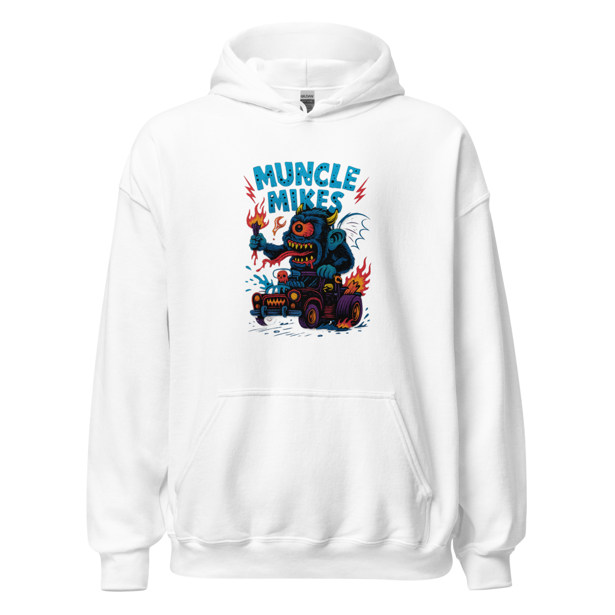 Muncle Mikes Hot Rod and Rat Rod Shirt Mayhem! Monster Rods! (032) Unisex Hoodie product mockup