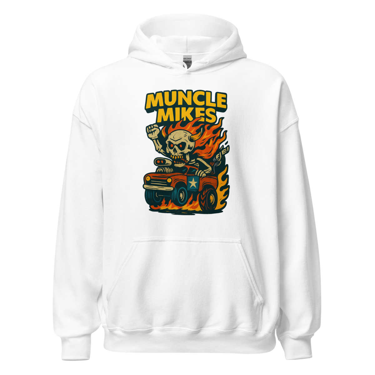Muncle Mikes Hot Rod and Rat Rod Shirt Mayhem! Monster Rods! (028) Unisex Hoodie product mockup