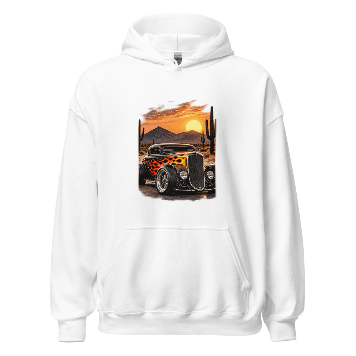 Desert Sunset Flame Coupe Unisex Hoodie product mockup