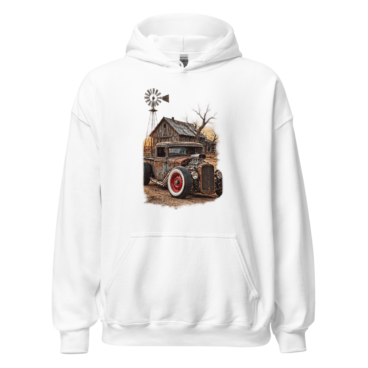 Rust and Thunder Rat Rod Pickup Unisex Hoodie product mockup