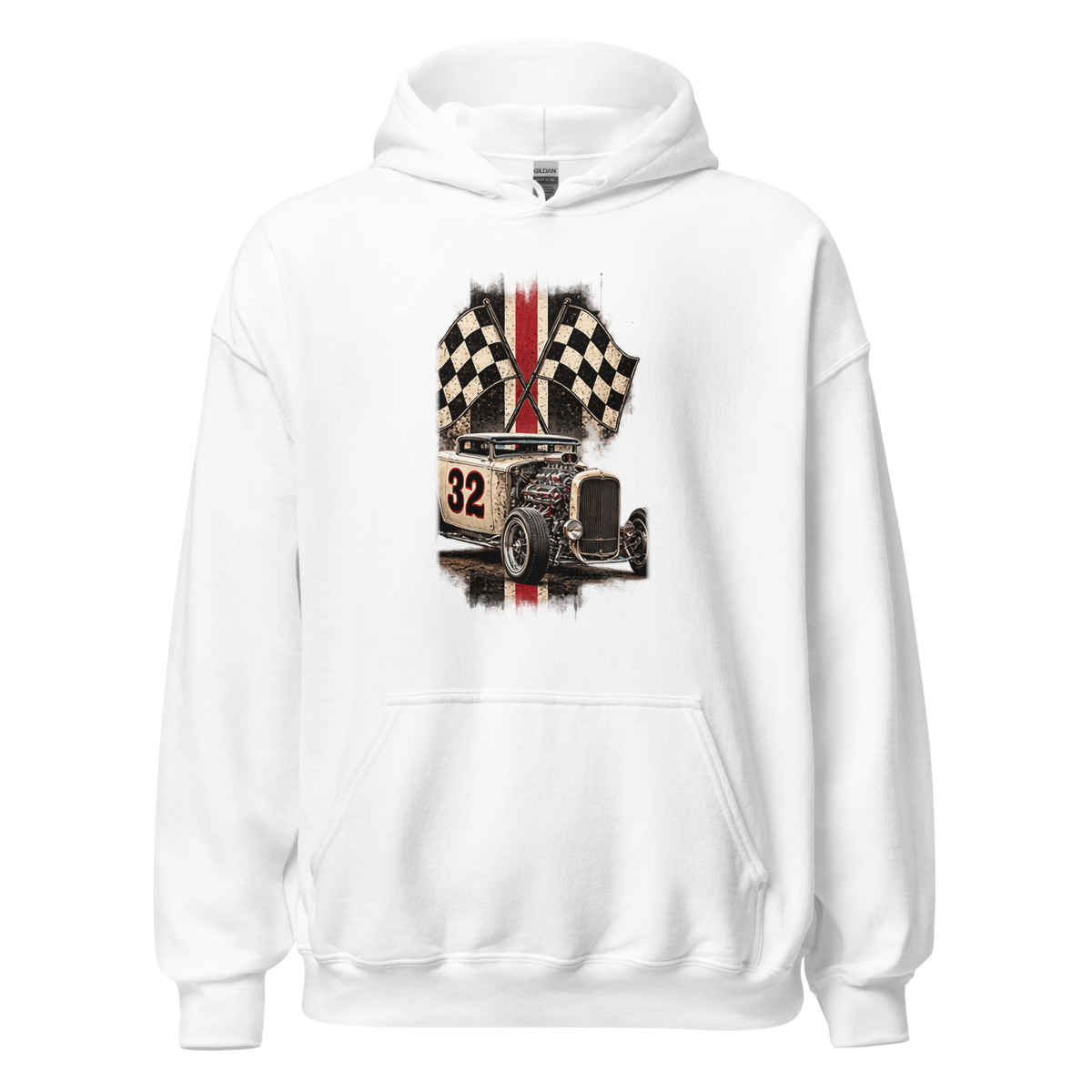 Number 32 Checkered Roadster Unisex Hoodie product mockup