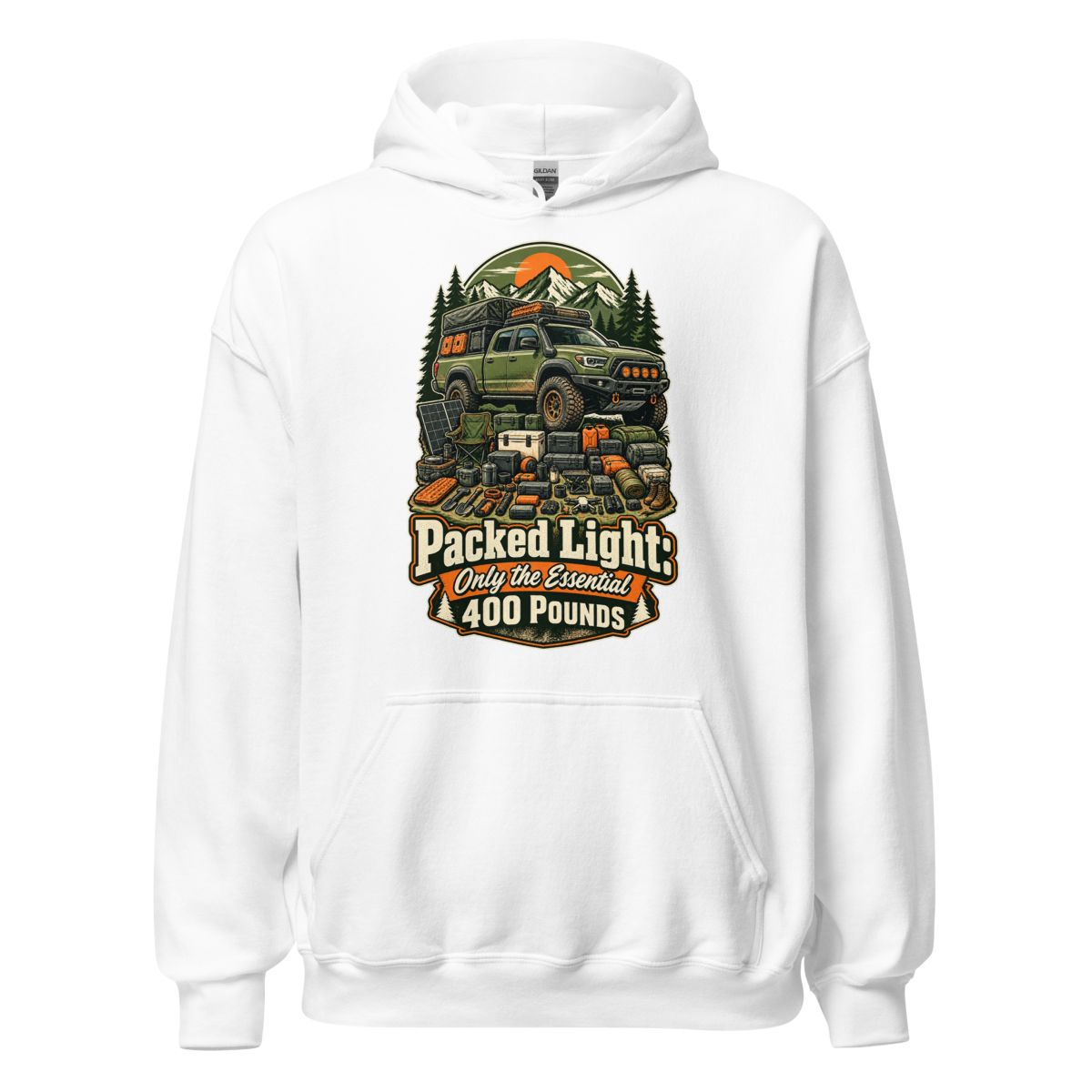 Packed Light Only 400 Pounds Unisex Hoodie product mockup