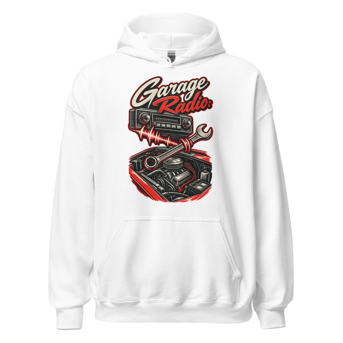 Turn Up the Garage Radio Unisex Hoodie product mockup