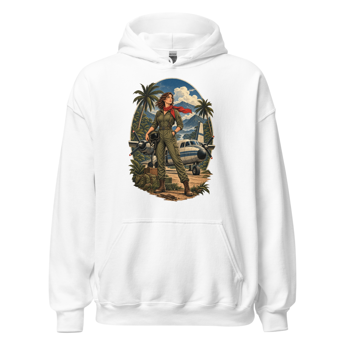 Vintage Aviation Pin-Up T-Shirt – Edition 09 Unisex Hoodie product mockup