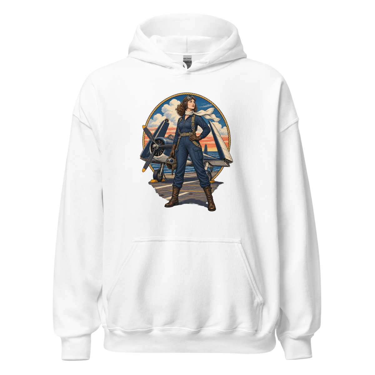 Vintage Aviation Pin-Up T-Shirt – Edition 11 Unisex Hoodie product mockup