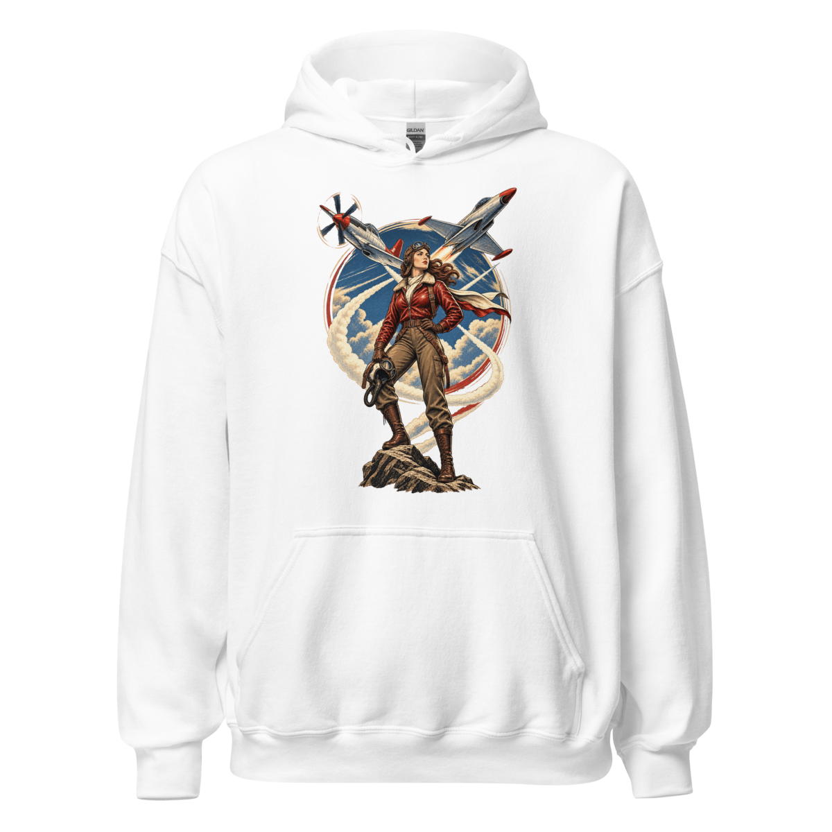 Vintage Aviation Pin-Up T-Shirt – Edition 13 Unisex Hoodie product mockup