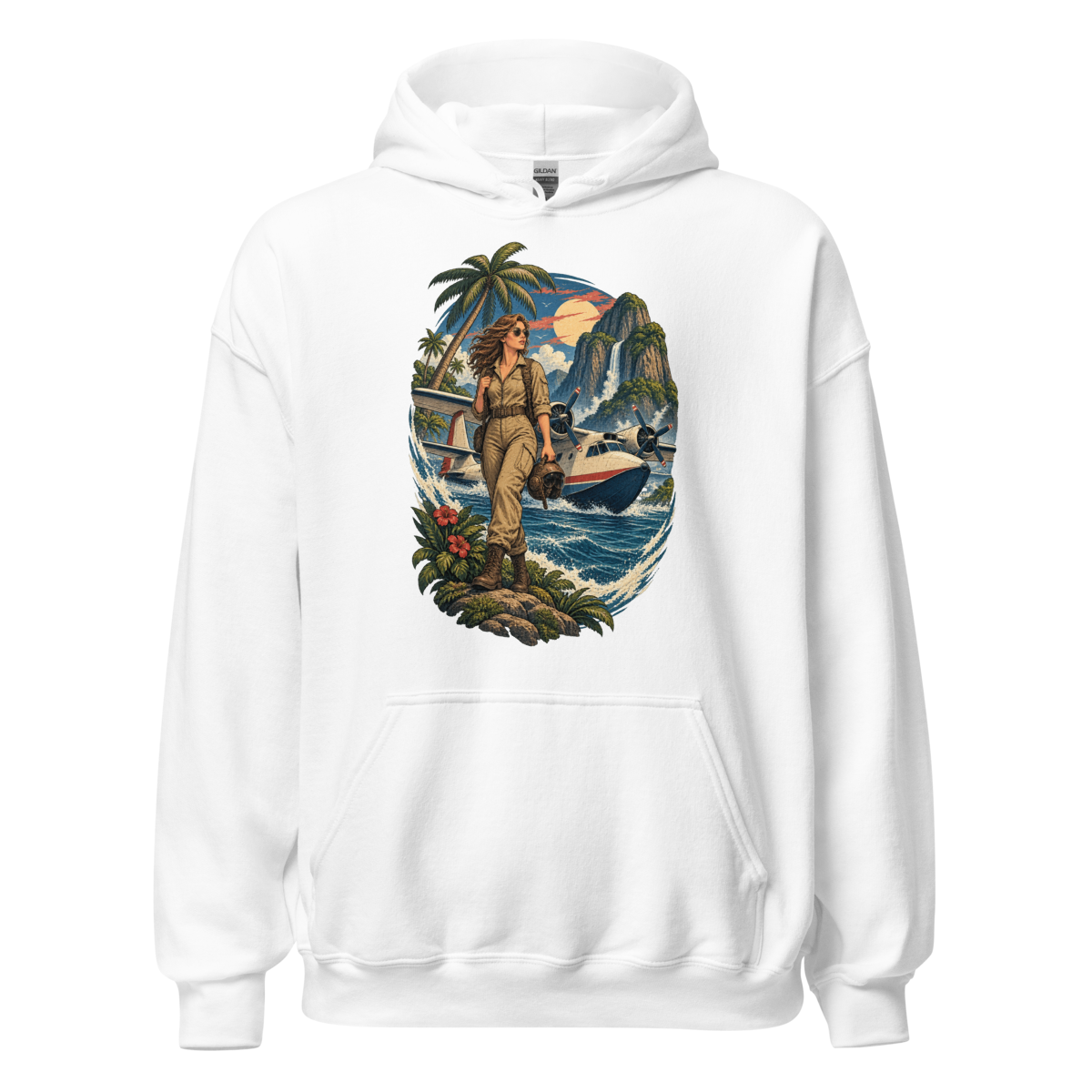 Vintage Aviation Pin-Up T-Shirt – Edition 12 Unisex Hoodie product mockup