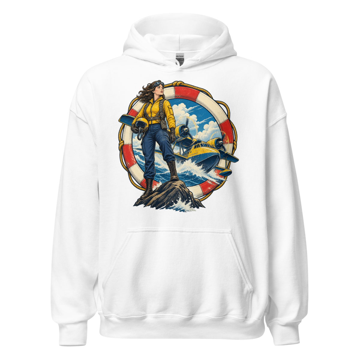 Vintage Aviation Pin-Up T-Shirt – Edition 14 Unisex Hoodie product mockup