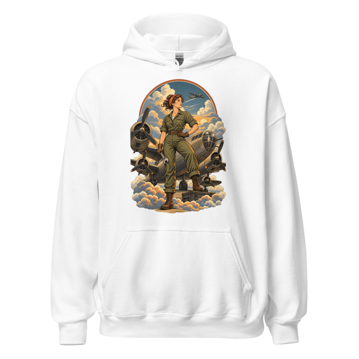 Vintage Aviation Pin-Up T-Shirt – Edition 16 Unisex Hoodie product mockup