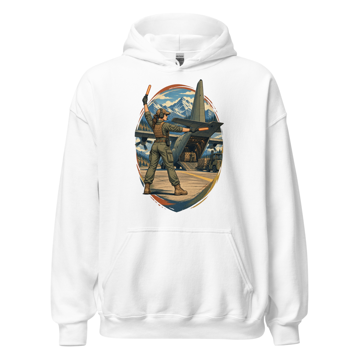 Vintage Aviation Pin-Up T-Shirt – Edition 21 Unisex Hoodie product mockup