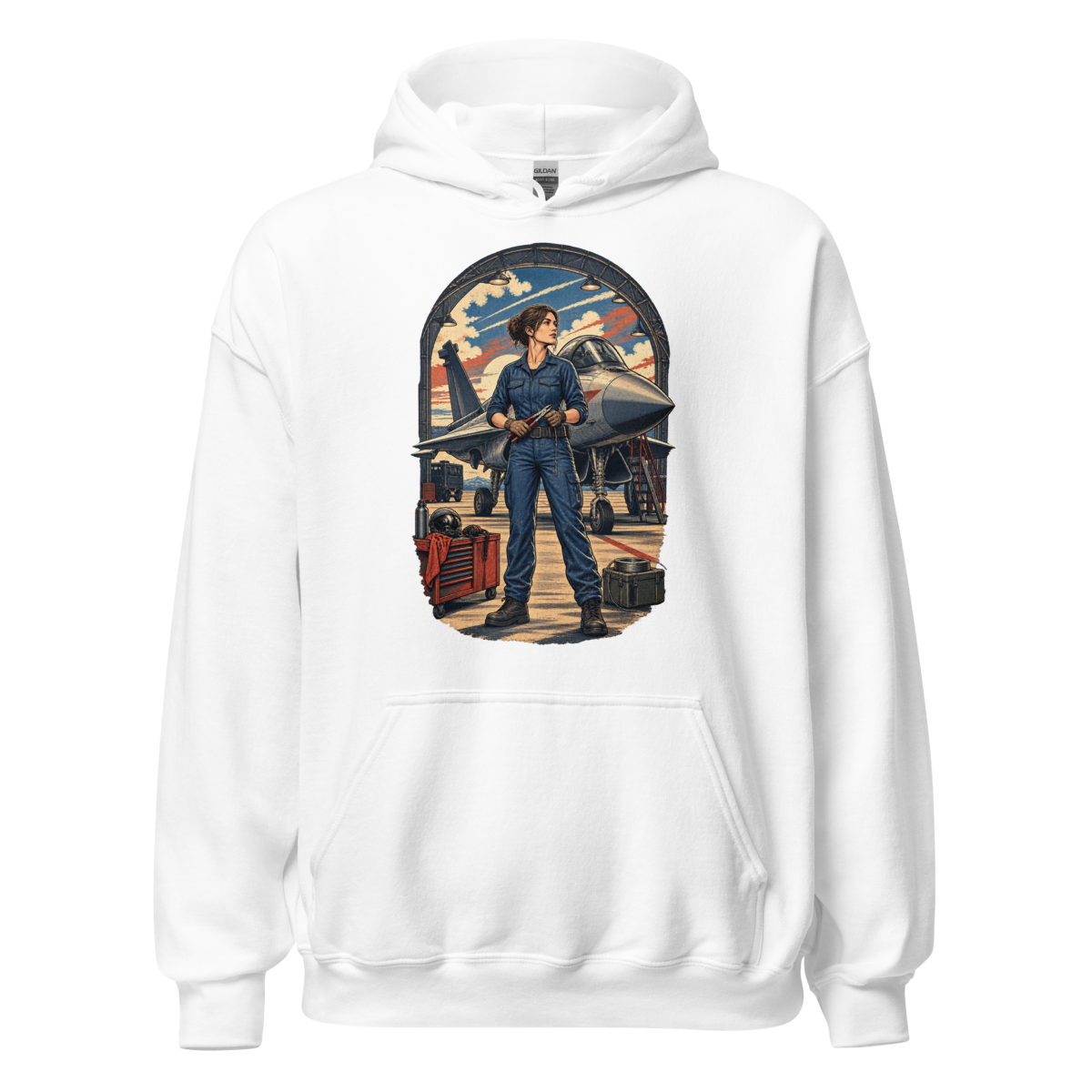 Vintage Aviation Pin-Up T-Shirt – Edition 23 Unisex Hoodie product mockup