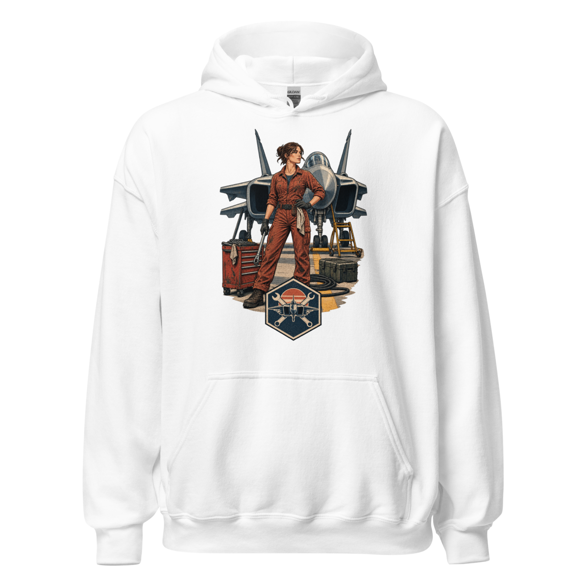 Vintage Aviation Pin-Up T-Shirt – Edition 28 Unisex Hoodie product mockup