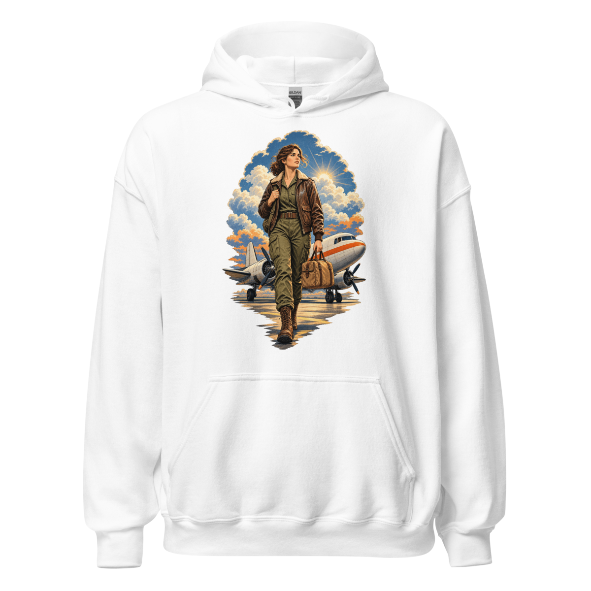 Vintage Aviation Pin-Up T-Shirt – Edition 33 Unisex Hoodie product mockup