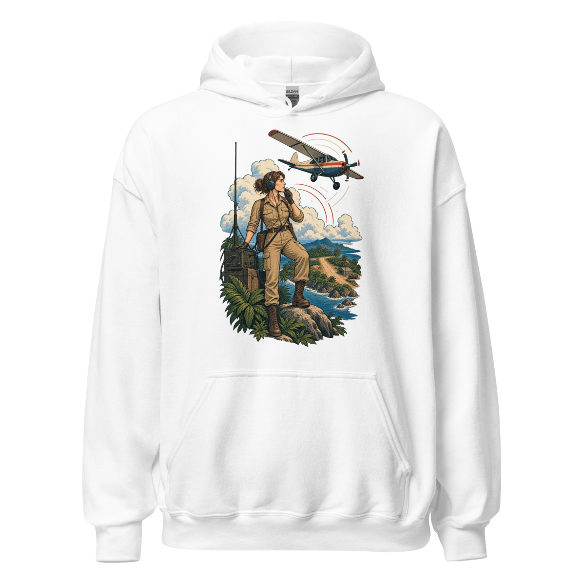 Vintage Aviation Pin-Up T-Shirt – Edition 29 Unisex Hoodie product mockup