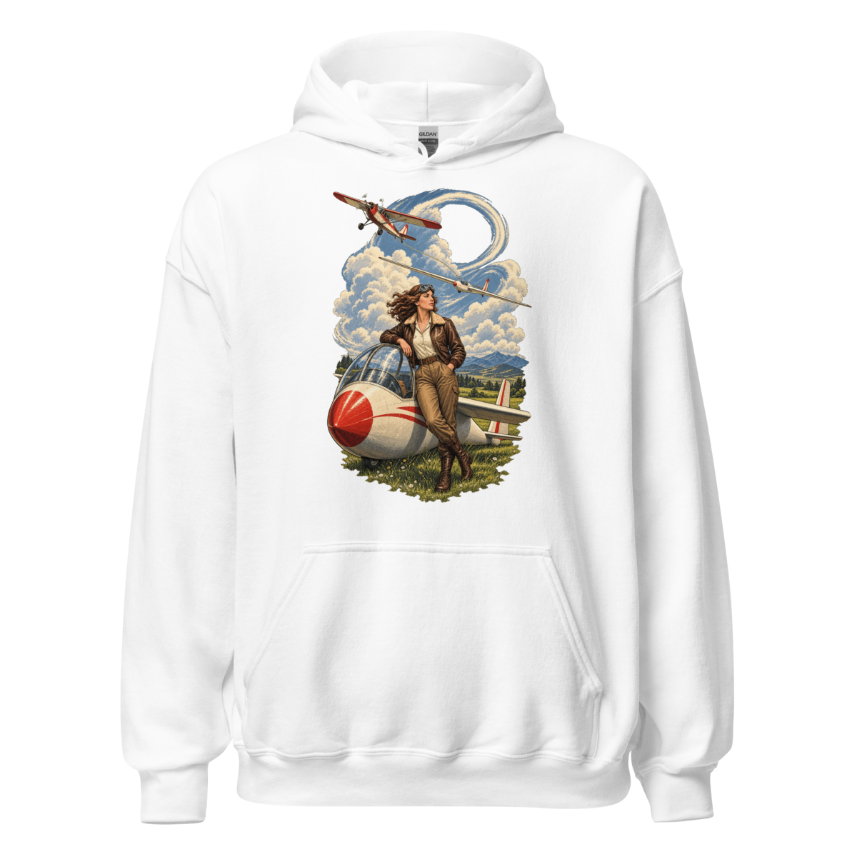 Vintage Aviation Pin-Up T-Shirt – Edition 36 Unisex Hoodie product mockup