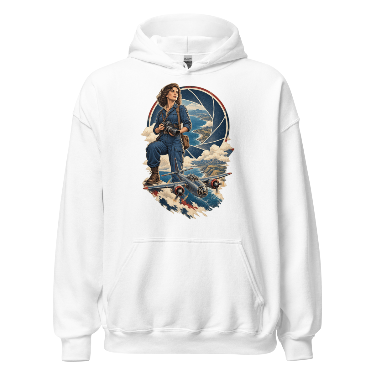 Vintage Aviation Pin-Up T-Shirt – Edition 37 Unisex Hoodie product mockup