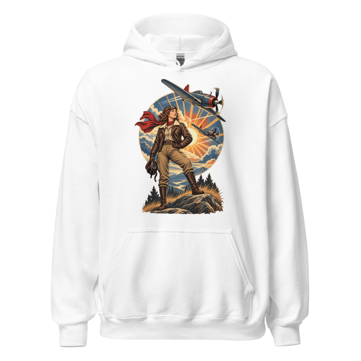 Vintage Aviation Pin-Up T-Shirt – Edition 35 Unisex Hoodie product mockup