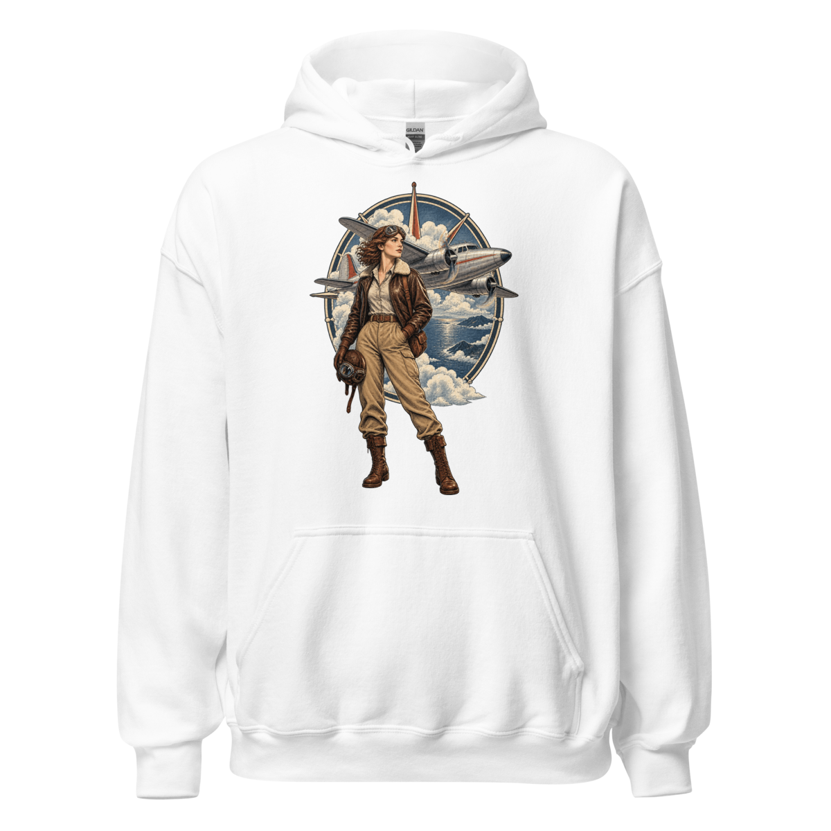 Vintage Aviation Pin-Up T-Shirt – Edition 38 Unisex Hoodie product mockup