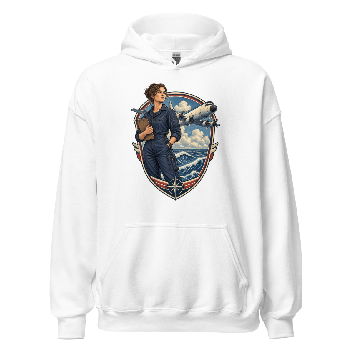 Vintage Aviation Pin-Up T-Shirt – Edition 39 Unisex Hoodie product mockup