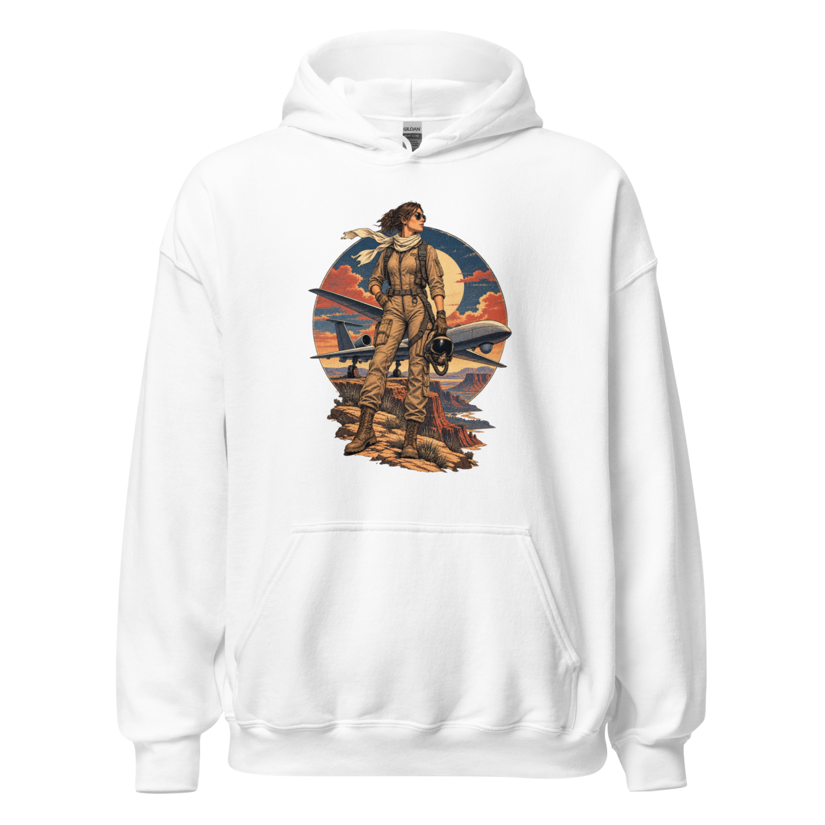 Vintage Aviation Pin-Up T-Shirt – Edition 40 Unisex Hoodie product mockup