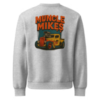 Back view of athletic heather Rat Rod Truck 001 oversized sweatshirt