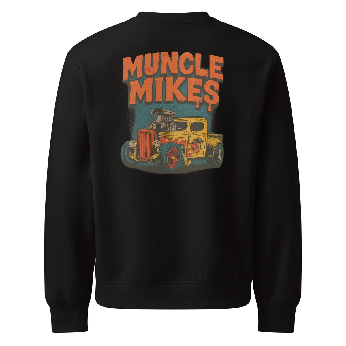 Back view of black Rat Rod Truck 001 oversized sweatshirt