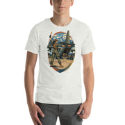 Vintage aviation pin-up T-shirt Edition 21, Ash front product mockup