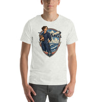 Vintage aviation pin-up T-shirt Edition 39, Ash front product mockup