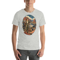 Vintage aviation pin-up T-shirt Edition 18, Athletic Heather front product mockup