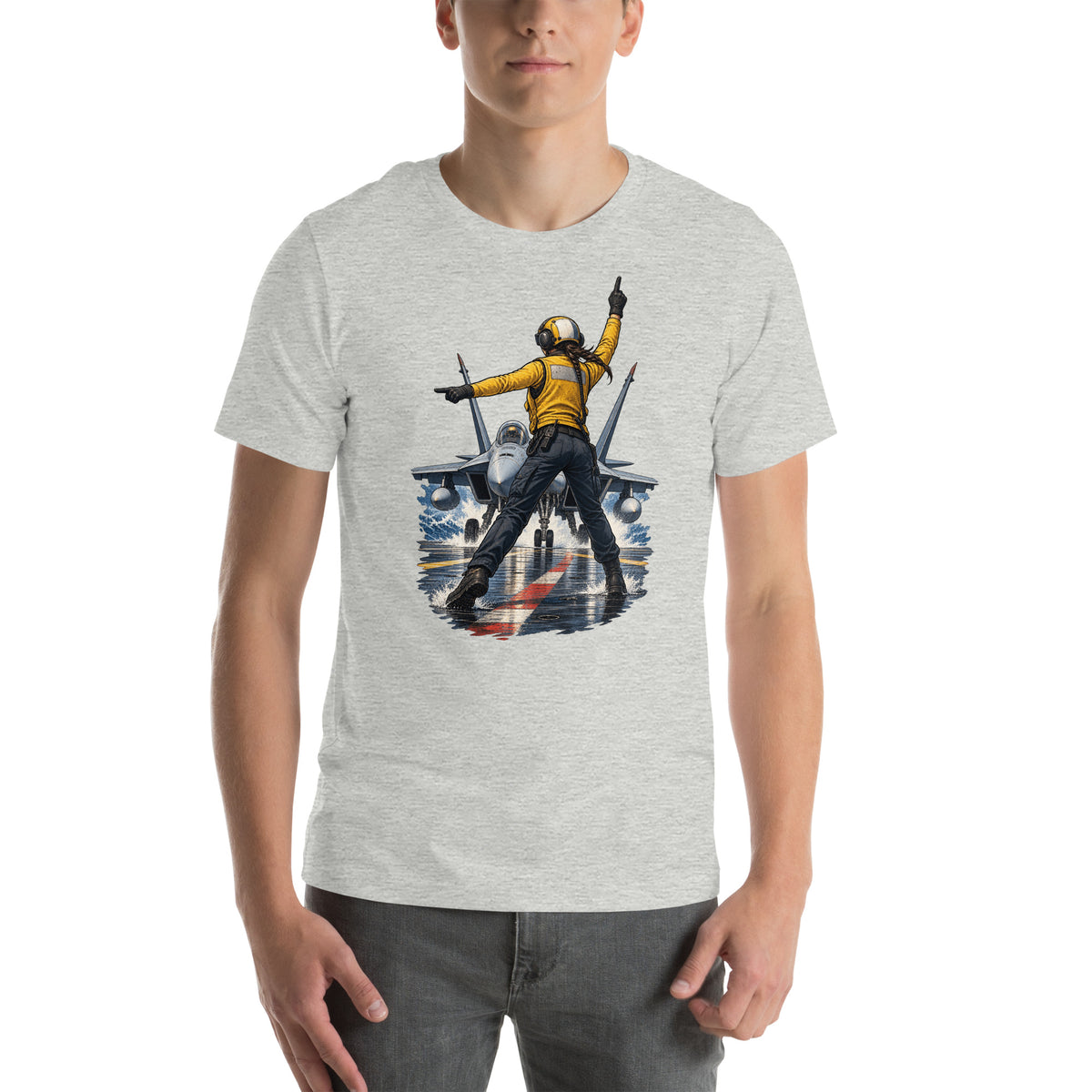 Vintage aviation pin-up T-shirt Edition 24, Athletic Heather front product mockup