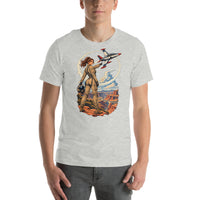 Vintage aviation pin-up T-shirt Edition 26, Athletic Heather front product mockup