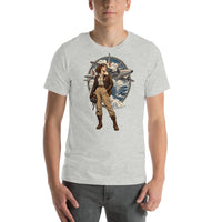 Vintage aviation pin-up T-shirt Edition 38, Athletic Heather front product mockup