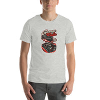 Turn Up the Garage Radio mechanic T-shirt, Athletic Heather front mockup