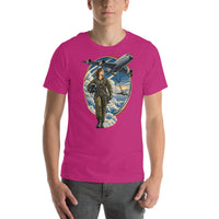 Vintage aviation pin-up T-shirt Edition 02, Berry front product mockup