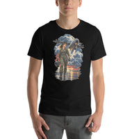 Vintage aviation pin-up T-shirt Edition 30, Black front product mockup