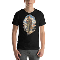 Vintage aviation pin-up T-shirt Edition 33, Black front product mockup
